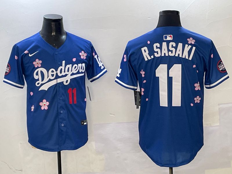 Men Los Angeles Dodgers 11 R.Sasaki Blue Sakura Edition 2025 Nike MLB Jersey style 4
